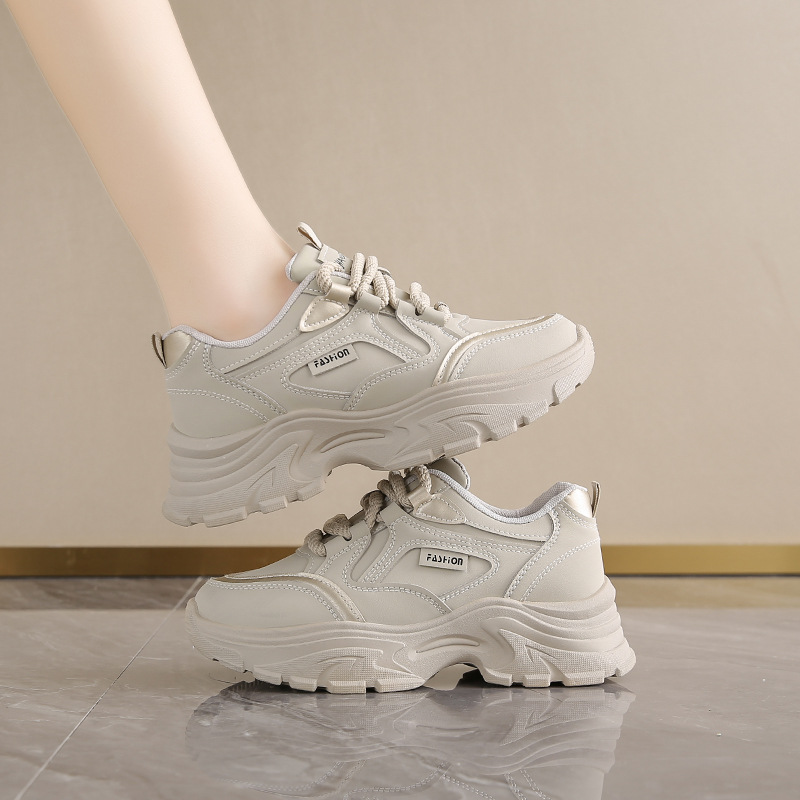 Running Shoes Women - Dames lederen lage papa schoenen ademend